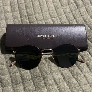 Oliver Peoples Black and Gold Sunglasses with Case